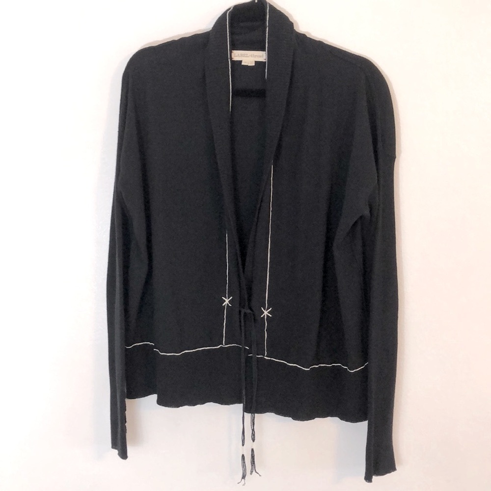 Label + Thread size M black light weight cardigan sweater layer work fall winter
